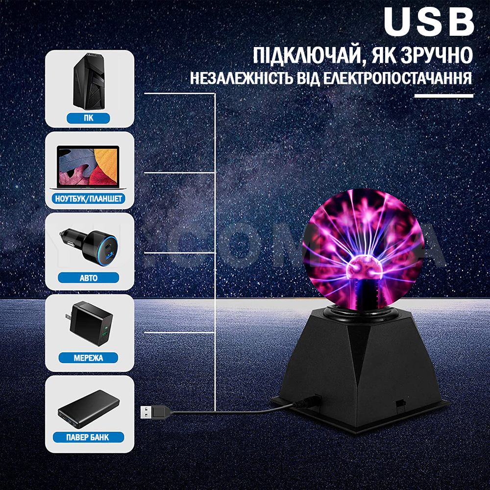 Плазмова куля блискавка Plazma Light діаметром 15см (6 дюймів)